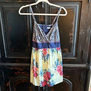 Xhilaration Floral Mini Dress - Blue and Yellow